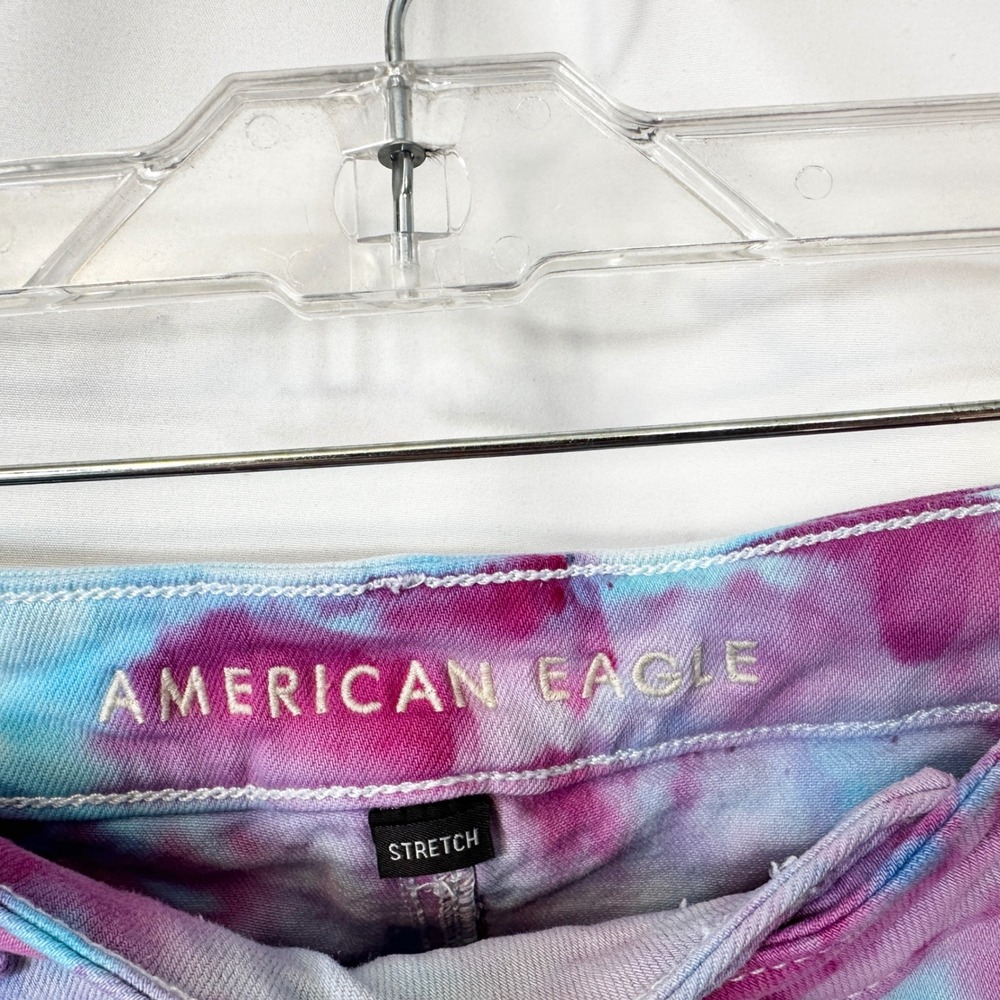 American Eagle Size 16 Jeans Handmade Tie Dye Mom Jeans Pink Blue High Rise 974 - Picture 10 of 12